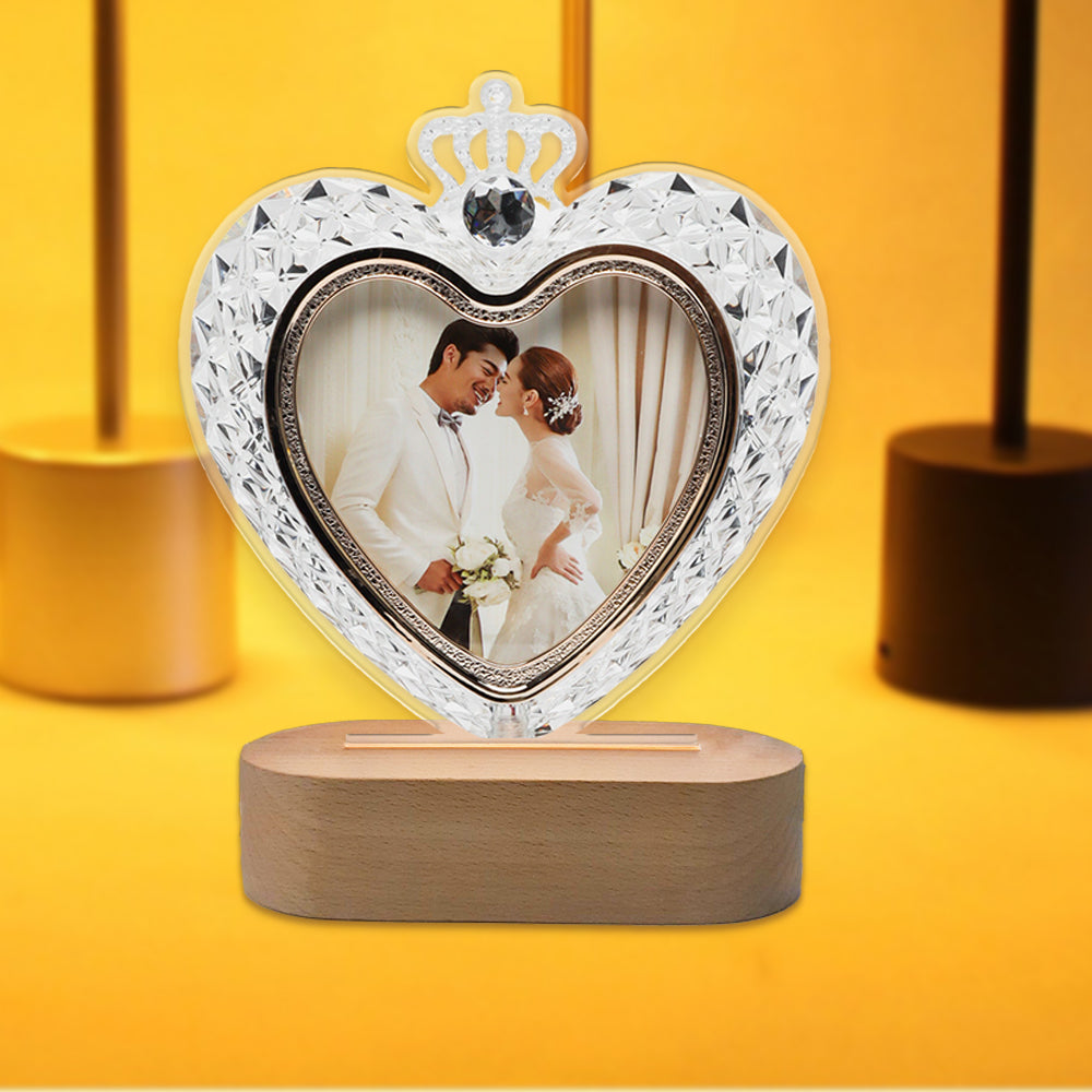 Personalized Crystal Heart Night Light, Wedding Gift