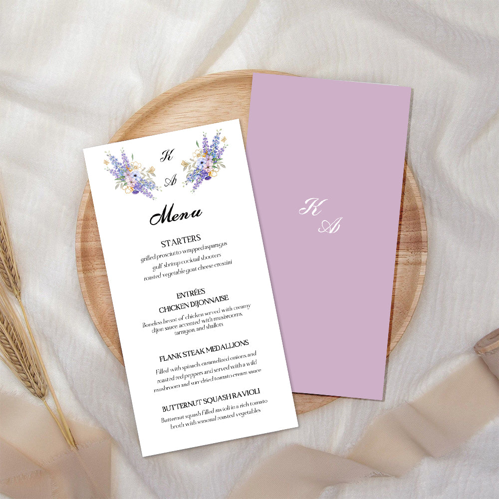 Printed Simple Elegant Wedding Menus, Modern Menu Card for Wedding