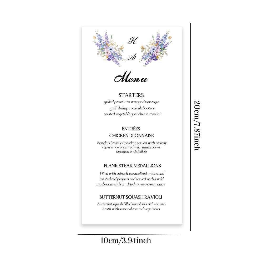 Printed Simple Elegant Wedding Menus, Modern Menu Card for Wedding