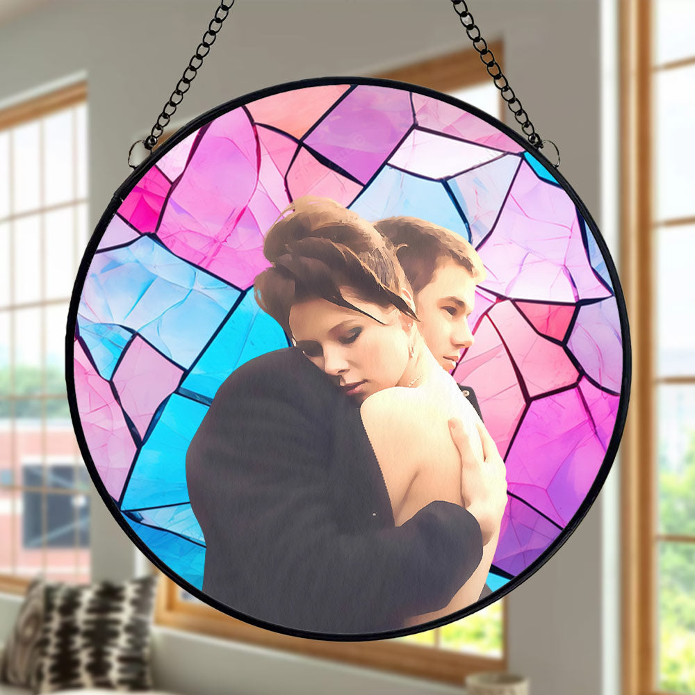 Personalized Stained Glass Window Hanging, Portrait Imitation Stained Glass, Wedding Gift