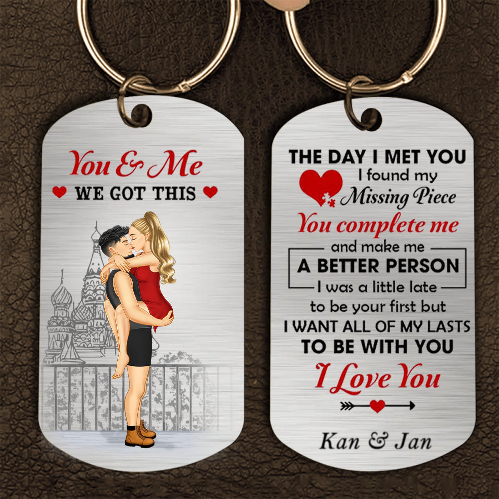 The Day I Met You, Personalized Stainless Steel Keychain, Wedding Gift