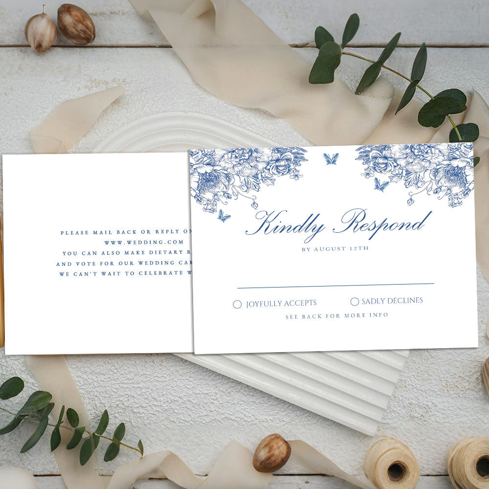 Elegant Rose Crest Wedding Response Cards