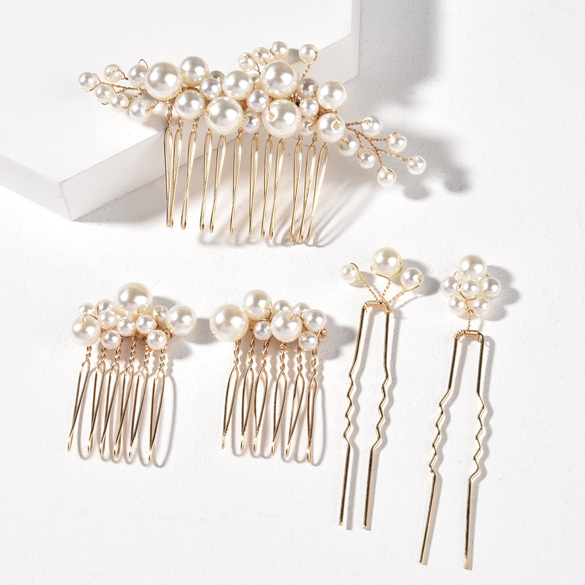 Baroque Pearl Hair Fork Set Vintage Bridal Hairpin Comb European Wedding Headpiece