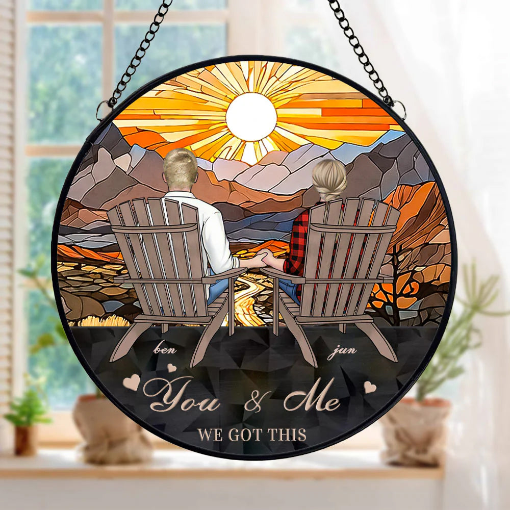 Love You Forever, Personalized Custom Stained Glass Window Hanging Suncatcher Wedding Gift