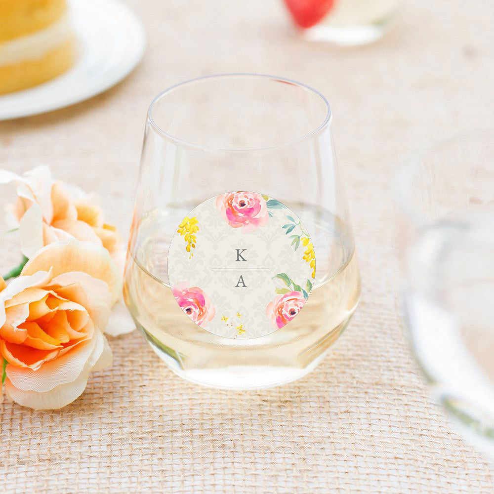 Glamorous Garden Wedding Stickers Wine Glass Stickers