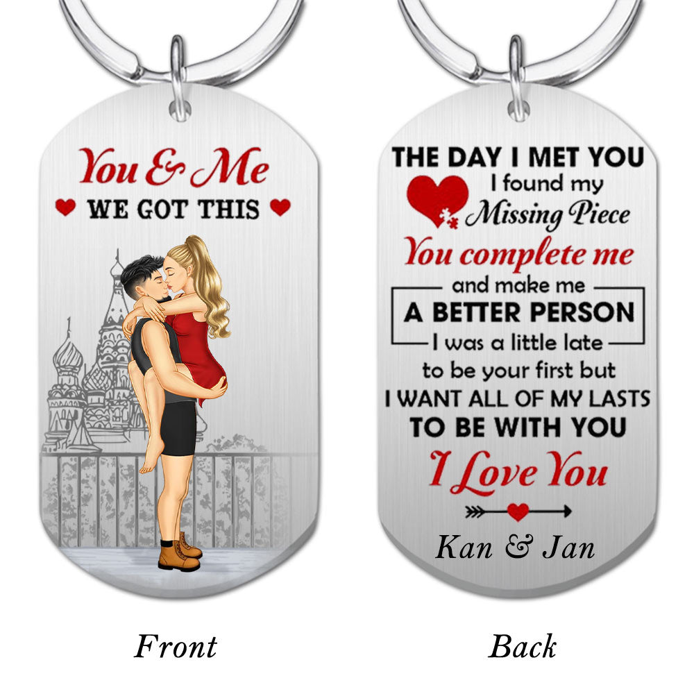 The Day I Met You, Personalized Stainless Steel Keychain, Wedding Gift