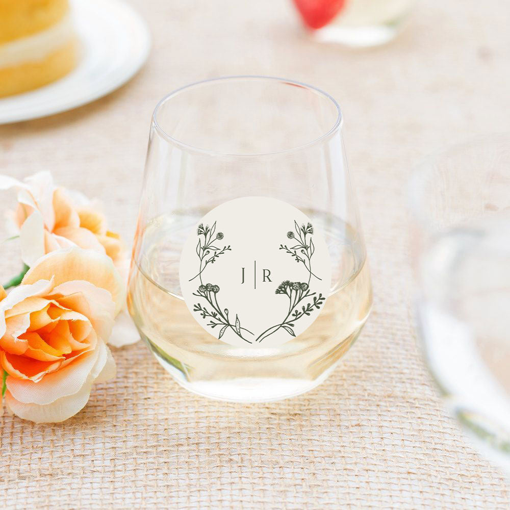 Monogram Wedding Stickers Wine Glass Stickers