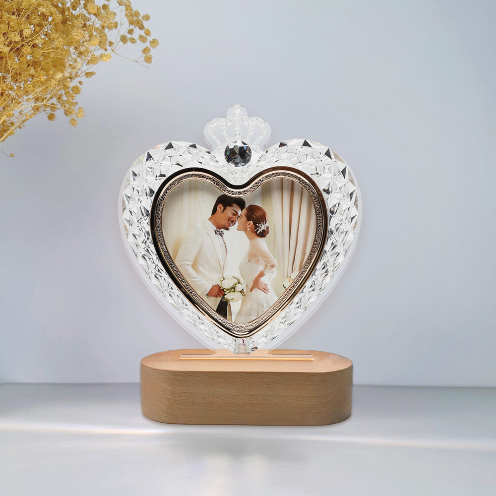 Personalized Crystal Heart Night Light, Wedding Gift