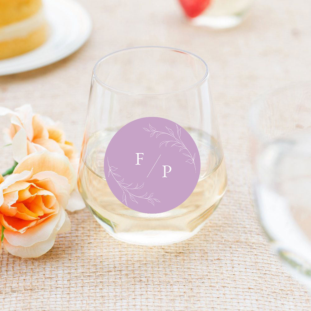 Delicate Lilac Wedding Stickers Wine Glass Stickers