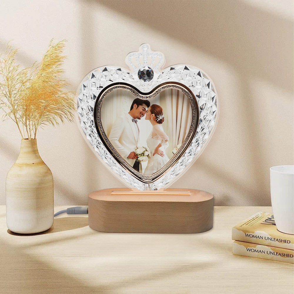 Personalized Crystal Heart Night Light, Wedding Gift