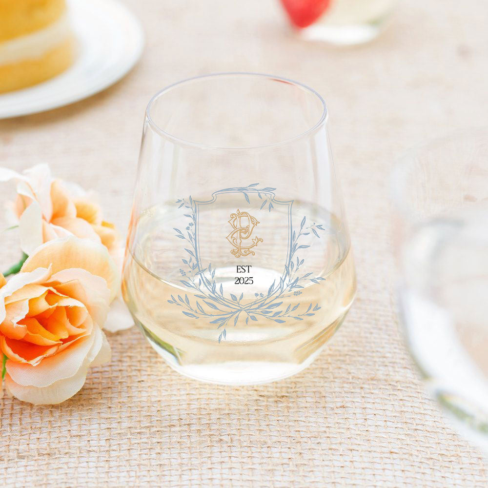 Formal Crest Wedding Stickers Wine Glass Stickers