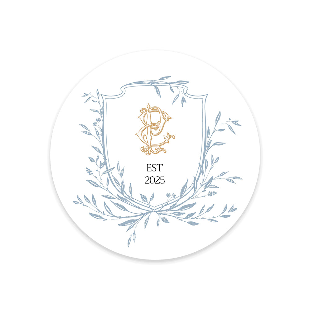 Formal Crest Wedding Stickers Wine Glass Stickers