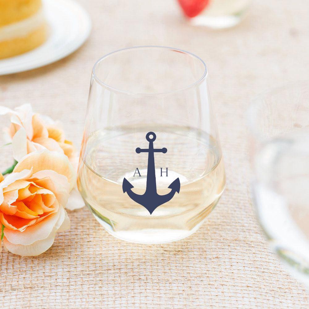Vintage Nautical Wedding Stickers Wine Glass Stickers