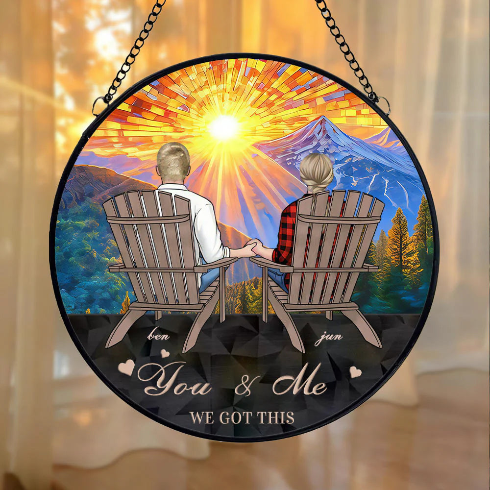 Love You Forever, Personalized Custom Stained Glass Window Hanging Suncatcher Wedding Gift