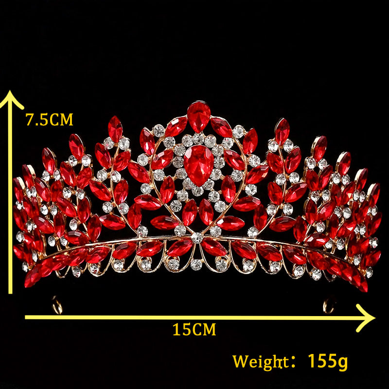 Luxury Rhinestone Bridal Crown Alloy Tiara Headpiece for Wedding Dress European Style