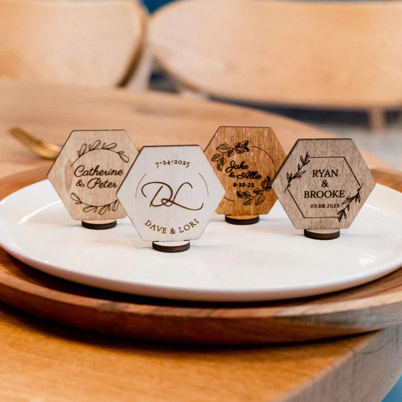 Custom Engraved Wedding Seat Name Wooden Name Tags