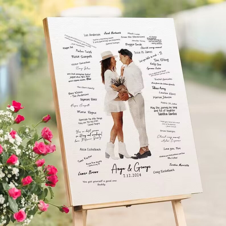 Fotobehänge für den Hochzeitsempfangstisch 