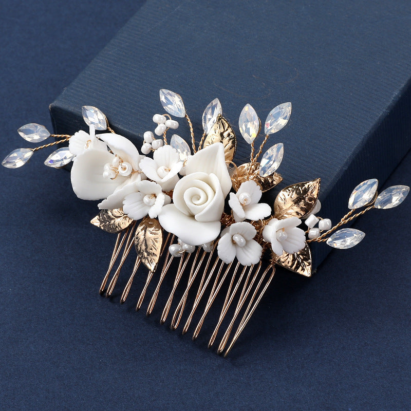 Bridal Pearl Crystal Hair Comb Handmade Vintage Style Wedding Hair Accessory