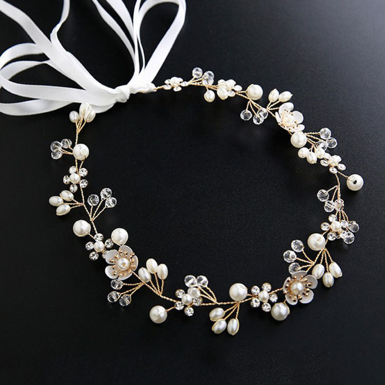 Bridal Floral Beaded Headband Handmade Wedding Hair Accessory