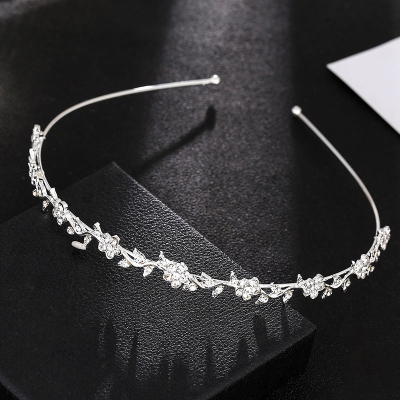 Floral Plum Blossom Headband with Rhinestones Cute Bridal Christmas Hair Accessory