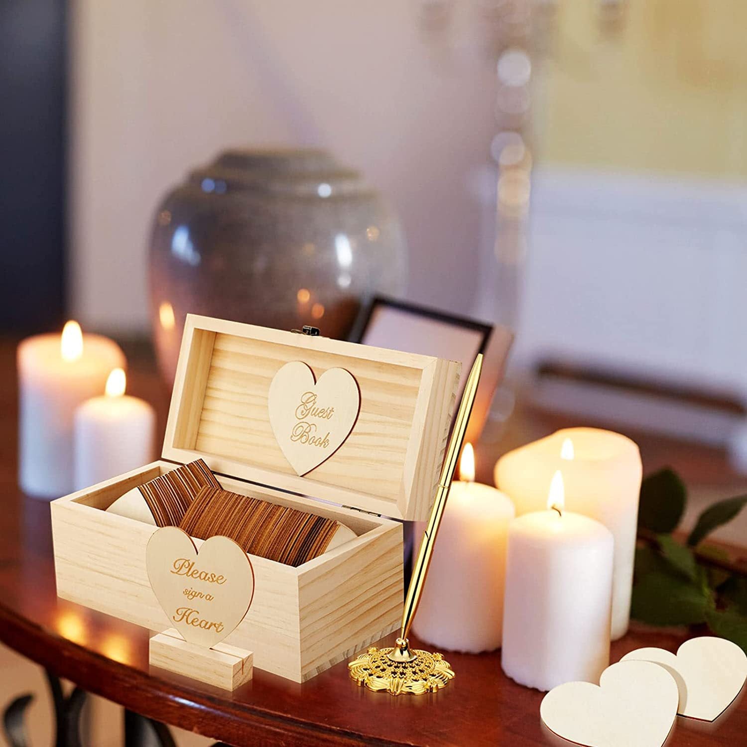 Wedding Guestbook Wooden Heart Shaped Guestbook