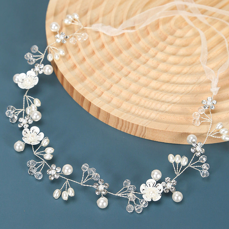 Bridal Floral Beaded Headband Handmade Wedding Hair Accessory