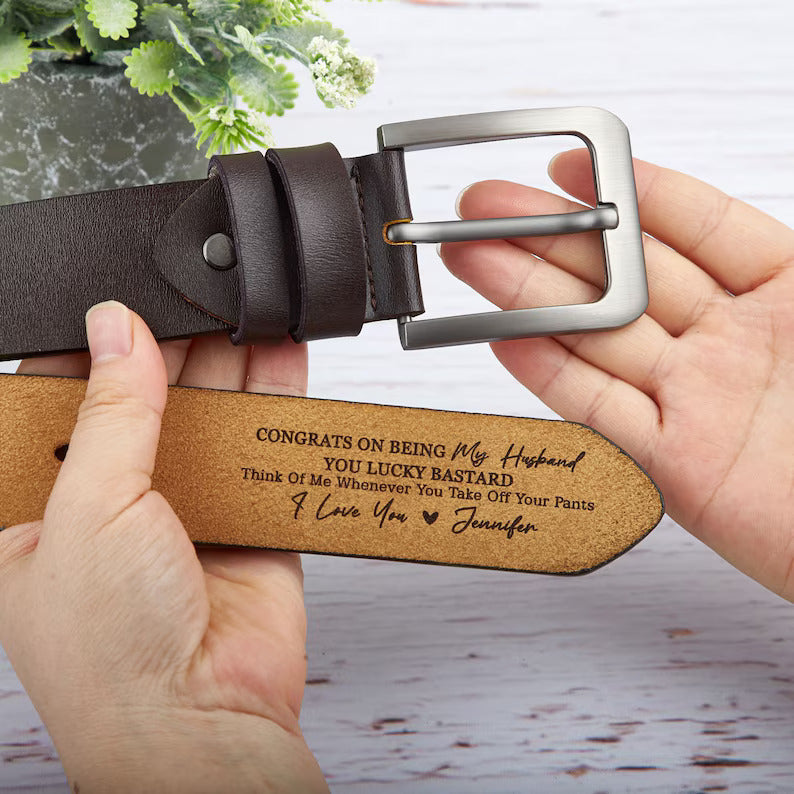 Personalized Engraved Belt, Wedding Gift for Bridegroom
