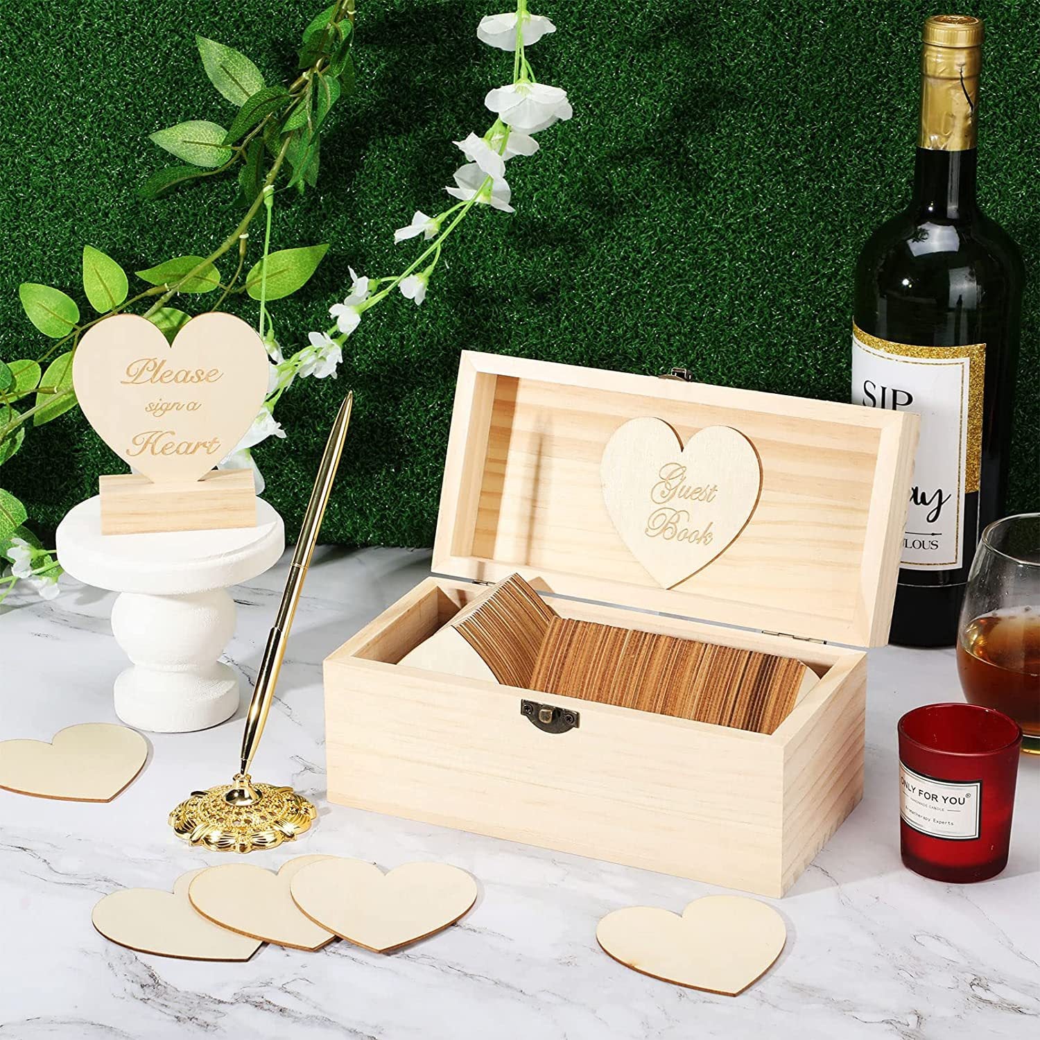 Wedding Guestbook Wooden Heart Shaped Guestbook