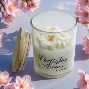 Romantic Handmade Peony Scented Candle Glass Cup Soy Wax Aromatherapy Gift