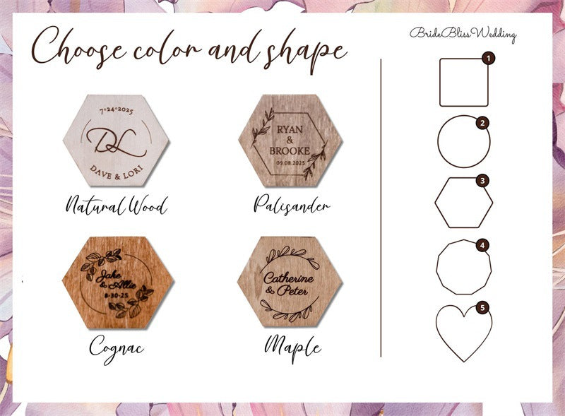 Custom Engraved Wedding Seat Name Wooden Name Tags