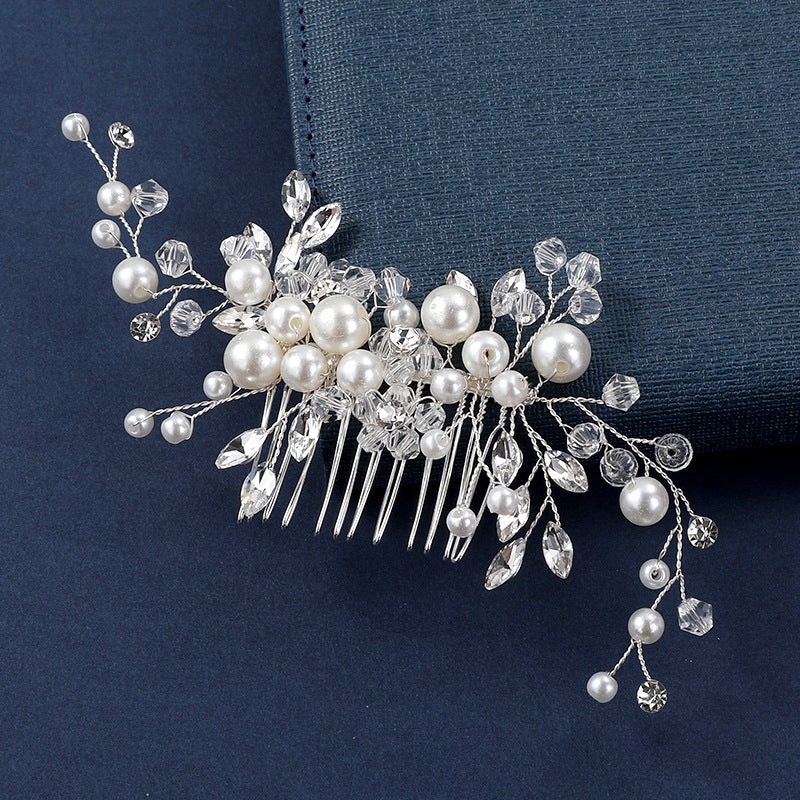 Bridal Pearl Crystal Hair Comb Handmade Vintage Style Wedding Hair Accessory
