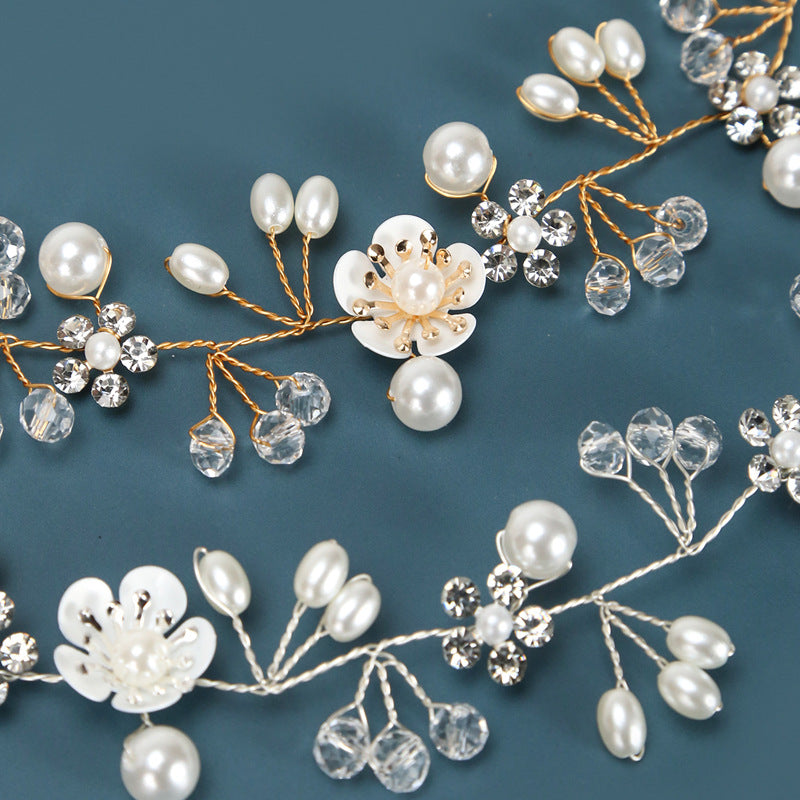 Bridal Floral Beaded Headband Handmade Wedding Hair Accessory