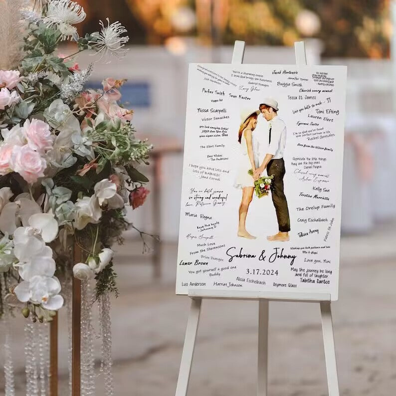 Fotobehänge für den Hochzeitsempfangstisch 