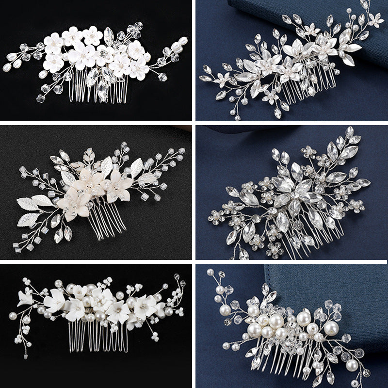 Bridal Pearl Crystal Hair Comb Handmade Vintage Style Wedding Hair Accessory