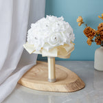 White wedding foam bouquet with ribbon, high-end romance